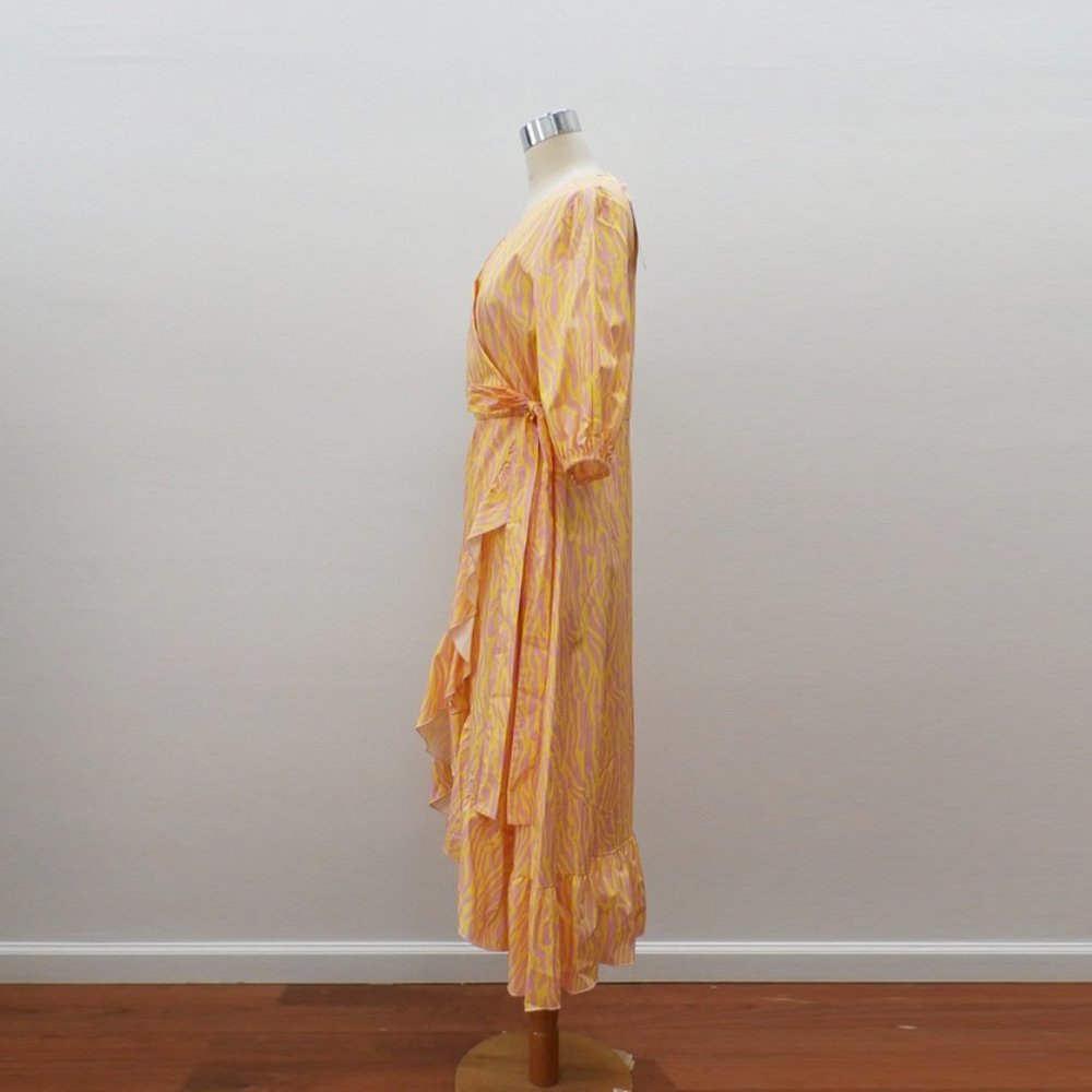 Zebra Print Ruffle Hem Wrap Dress (Sample) - Picture 3 of 5